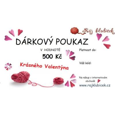 Dárkový poukaz VALENTÝN v hodnotě 500 Kč