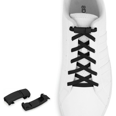 Shoelaces elastické s čiernymi magnetickými sponami čierne