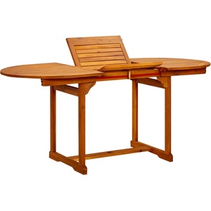 vidaXL Градинска трапезна маса (120-170)x80x75 cм акациево дърво масив (316567)