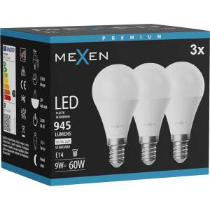 Mexen Nova 3x LED крушка E14, G45, 9W, неутрална - 4000K, 945 lm - L101-E14-0940-01x03 (L101-E14-0940-01x03)