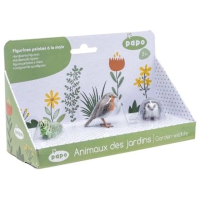 Papo Комплект 3 фигурки диви животни и насекоми от градината - Гъсеница, червеношийка и таралеж - Papo (80010)