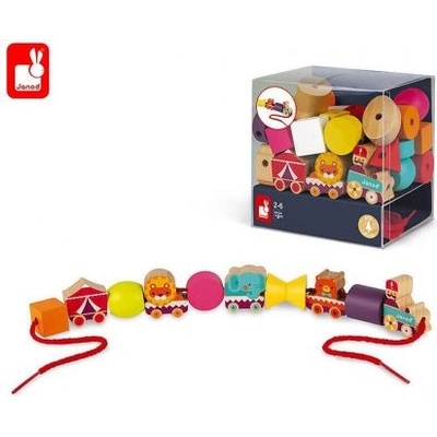 Janod - Дървени фигурки за нанизване - Цирк (J05314)