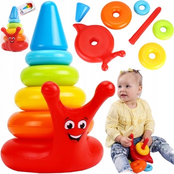Teddies Skládanka pyramida kroužky šnek