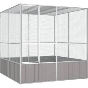 vidaXL Клетка за птици сива 213, 5x217, 5x211, 5 см поцинкована стомана (171552)