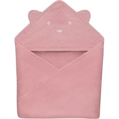 Lionelo Detská mušelínová osuška s kapucňou Pink Baby LN0284