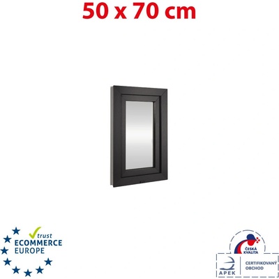 OKNA-HNED.SK Plastové okno 50x70 cm otváravé aj sklopné pravé biele / antracit