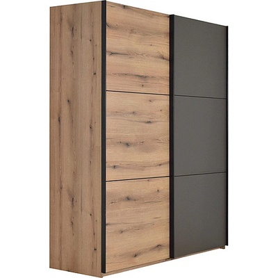 Matis Гардероб с плъзгащи врати ap 180 см дъб артизан / сиво