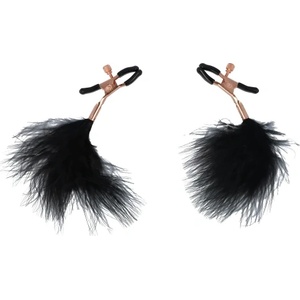 Virgite Щипки за зърна с пух Nipple Clamps Jewels розово злато