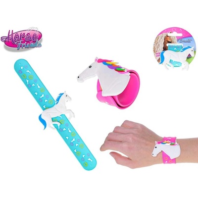 Horse friends náramok 21,5 cm s koníkom mix farieb fialová svetlo modrá ružová