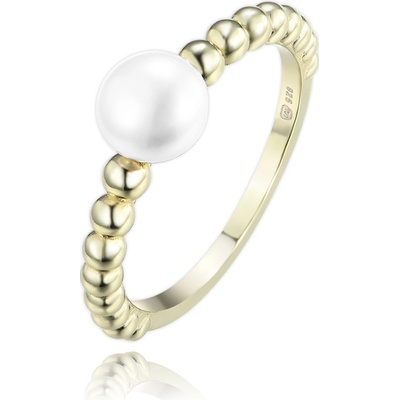 Minet Pozlacený stříbrný prsten s perlou a kuličkami JMAS7056GR