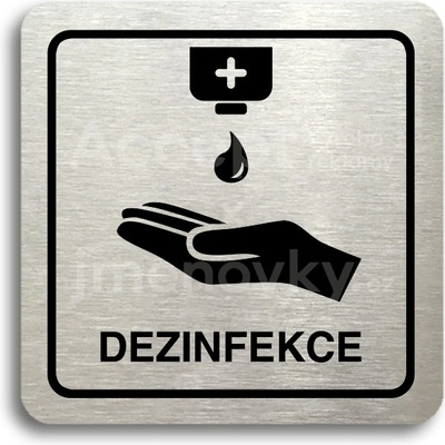ACCEPT Piktogram dezinfekce IV - stříbrná tabulka - černý tisk