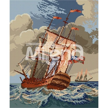 Milena Style Малката фрегата - гоблен със схема конци dmc 1: 4