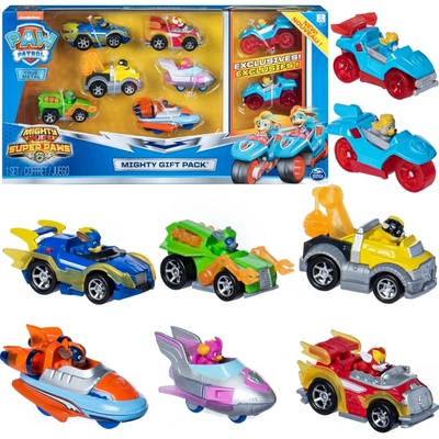 Paw Patrol Mighty Pups dárková sada 8 kovových vozidel True Metal