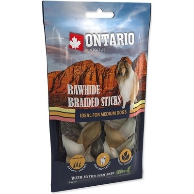 Ontario Rawhide Snack Fish skin braid 12 cm 2 ks