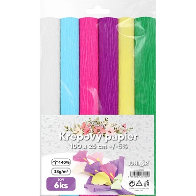 Krepový papier JUNIOR 100x25 cm SOFT Florist (sada 6 ks)
