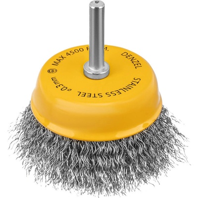 Denzel Четка за бормашина, 75 мм, чашковидна, с опашка, усукана тел от неръждаема стомана// Denzel