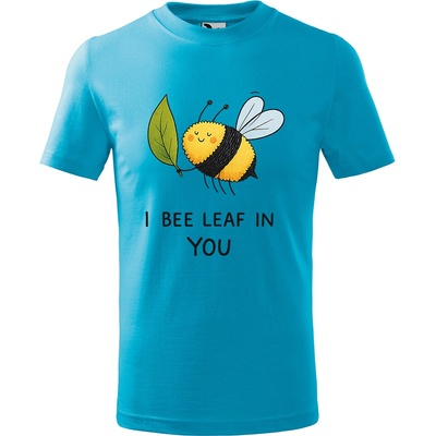 Handel detské tričko I bee leaf in you tyrkysová