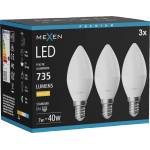 Mexen Nova 3x LED крушка E14, C37, 7W, Топла - 3000K, 735 lm - L102-E14-0730-01x03 (L102-E14-0730-01x03)