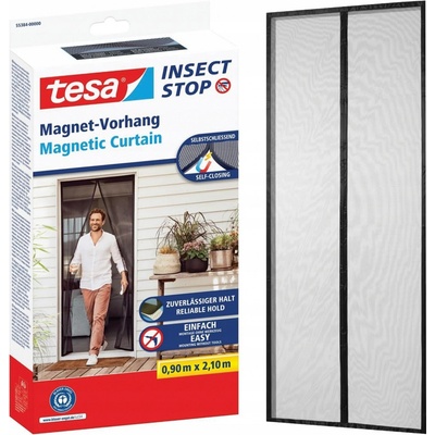 Tesa Síť magnetická proti hmyzu do dveří, černá 90 x 210 cm