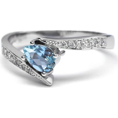 Klenoty Budín Luxusní diamantový prsten s akvamarínem a diamanty J 28158 17