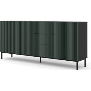 BIM Furniture Комод Ravenna F 200 3D3S боядисан фрезован MDF, черно/тъмнозелено (RAVENNACBMDKGRNBLF)