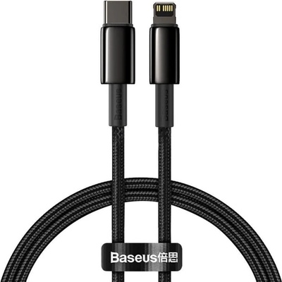 Baseus Кабел Baseus Tungsten Gold Lightning to USB-C PD 20W Data Cable (CATLWJ-01), от Lightning(м) към USB-C(м), 1m, 20W, черен (CATLWJ-01 / 50883)