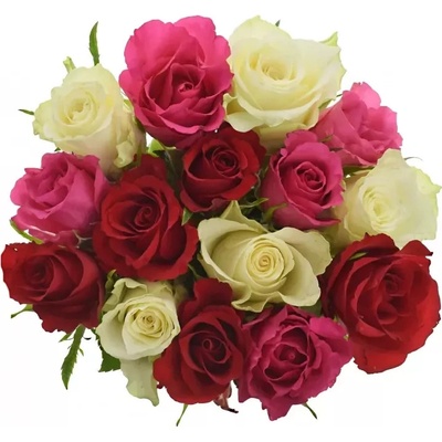 Kytice 15 míchaných růží WHITE GRACIANA 50cm