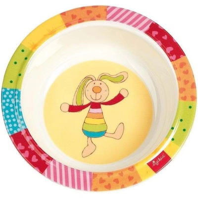 Melamin baby mistička RAINBOW RABBIT zajíc se silikonem 15,5 cm sigikid