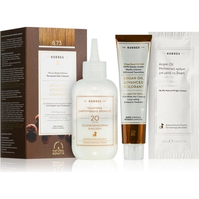 Korres Argan Oil permanentní barva na vlasy s arganovým olejem 8.73 Golden Caramel 50 ml