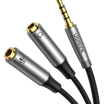 UGREEN - 3, 5 мм - мъжки - за двойно 3, 5 мм женски разклонител на слушалки - Сив KP26284 (26284)