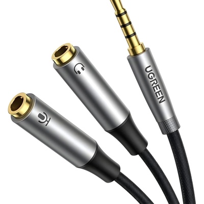 UGREEN - 3, 5 мм - мъжки - за двойно 3, 5 мм женски разклонител на слушалки - Сив KP26284 (26284)