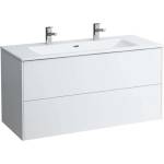 Laufen Pro S - Шкафче с двойна мивка, 120x61x50 см, 2 чекмеджета, матово бяло H8649632601071 (H8649632601071)