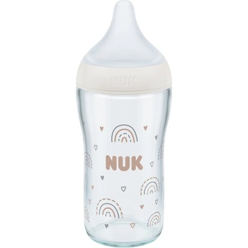 Nuk Perfect Match Glass Bottle стъклено бебешко шише с контрол на температурата 3m+ 230ml