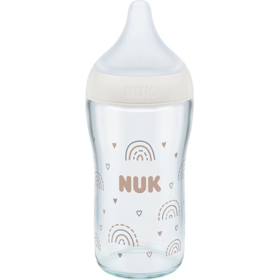 Nuk Perfect Match Glass Bottle стъклено бебешко шише с контрол на температурата 3m+ 230ml