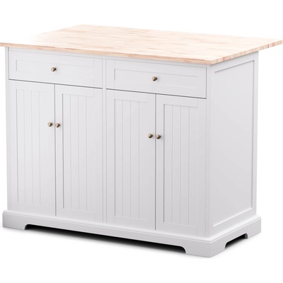 Blumfeldt Etsu, кухненски остров, разтегателен работен плот, 2 чекмеджета, 4 врати, може да се използва като маса за хранене, място за съхранение, лесен за почистване (ST6-ETSU-4Türen) (ST6-ETSU-4Türen)