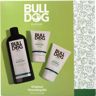 Bulldog Original hydratačný krém na tvár 100 ml + sprchový gél pre mužov 500 ml + čistiaci pleťový peeling pre mužov 125 ml