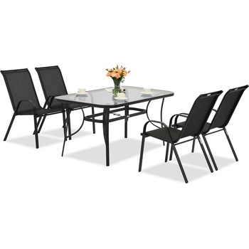 Garden Point Метална градинска мебел Modena за 4 души с малка маса Garden Point black (GAP1073-4)