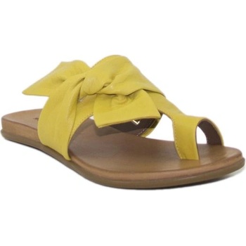 Image 1 of Български обувки Дамски чехли естествена кожа с жълт цвят kira162yellow