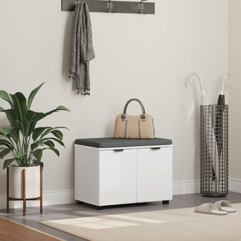 vidaXL Пейка за коридор с възглавница с врата Бяло 60 x 38 x 46 см (891472)