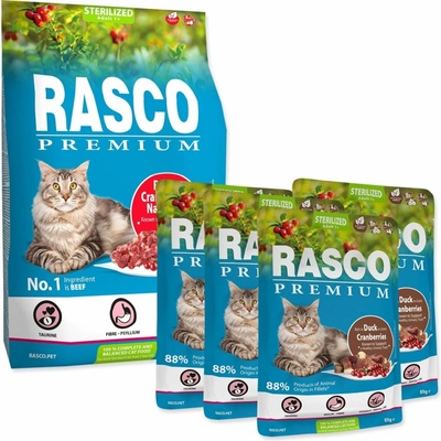 Rasco Premium Cat Sterilized hovädzie s brusnicami a kapucínkou 2 kg
