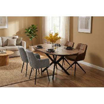 ЕВРОМАР Разтегателна трапезна маса dobok орех / черна