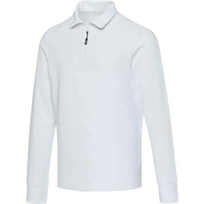 Apollo unisex polokošile s dlouhým rukávem a zipem Bílá