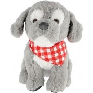 Teddies Сиво плюшено кученце с шал 26см (56800325)