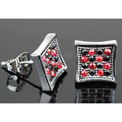 Blingstar A701 Silver Square Black Red Diamond
