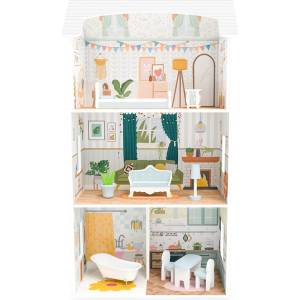 Moni Дървена къща за кукли Moni Toys - С мебели, 9 части (111841)
