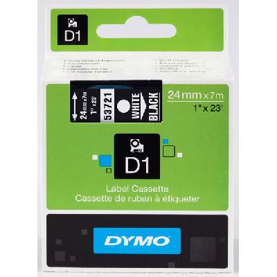 Páska Dymo D1 24 mm x 7m bílý tisk/černý podklad, 53721, S0721010