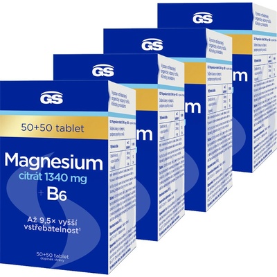 GS Magnesium citrát 1340 mg + B6 4 x 50 + 50 tablet
