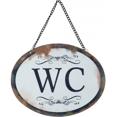 Plechová závěsná cedule WC – 17x1x13 cm