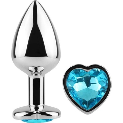 Secret Play Metal Butt Plug Blue Heart Small Size 7 Cm