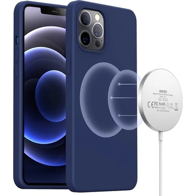 Choetech Magsafe Силиконов Калъф за iPhone 12/Pro, Choetech Magnetic Case, Тъмно Син (PC0095-MB)